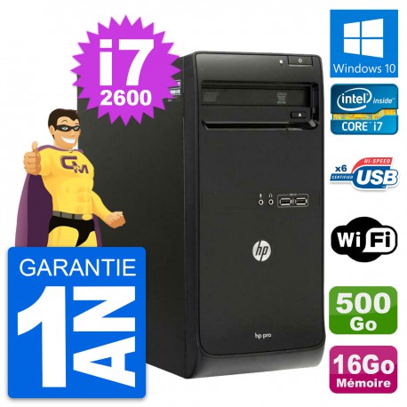 PC Tour HP Pro 3400 MT Intel Core i7-2600 RAM 16Go Disque 500Go Windows 10 Wifi