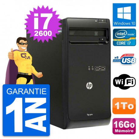 PC Tour HP Pro 3400 MT Intel Core i7-2600 RAM 16Go Disque 1To Windows 10 Wifi