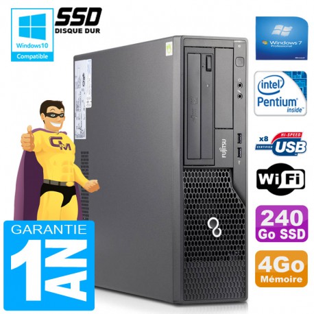 PC Fujitsu Esprimo E500 E85+ SFF Intel G640 RAM 4Go Disque 240 Go SSD Wifi W7