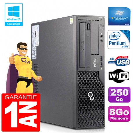 PC Fujitsu Esprimo E500 E85+ SFF Intel G640 RAM 8Go Disque 250 Go Wifi W7