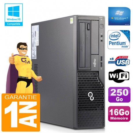 PC Fujitsu Esprimo E500 E85+ SFF Intel G640 RAM 16Go Disque 250 Go Wifi W7