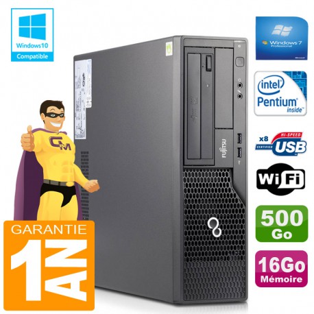 PC Fujitsu Esprimo E500 E85+ SFF Intel G640 RAM 16Go Disque 500Go Wifi W7