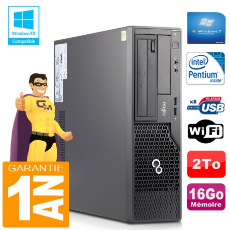 PC Fujitsu Esprimo E500 E85+ SFF Intel G640 RAM 16Go Disque 2 To Wifi W7