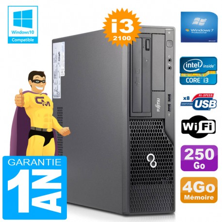 PC Fujitsu Esprimo E500 E85+ SFF Core I3-2100 RAM 4Go Disque 250 Go Wifi W7