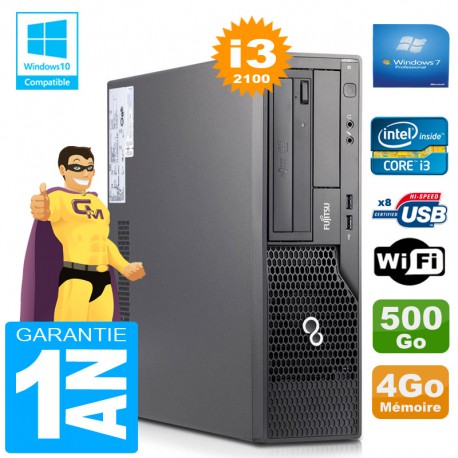 PC Fujitsu Esprimo E500 E85+ SFF Core I3-2100 RAM 4Go Disque 500Go Wifi W7