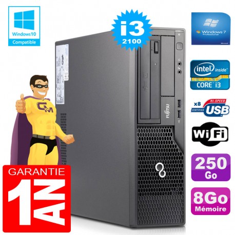 PC Fujitsu Esprimo E500 E85+ SFF Core I3-2100 RAM 8Go Disque 250 Go Wifi W7