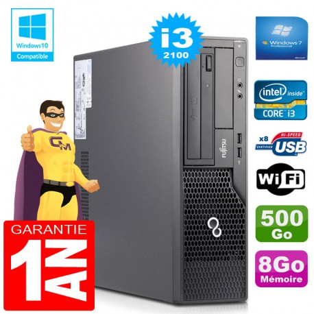 PC Fujitsu Esprimo E500 E85+ SFF Core I3-2100 RAM 8Go Disque 500Go Wifi W7