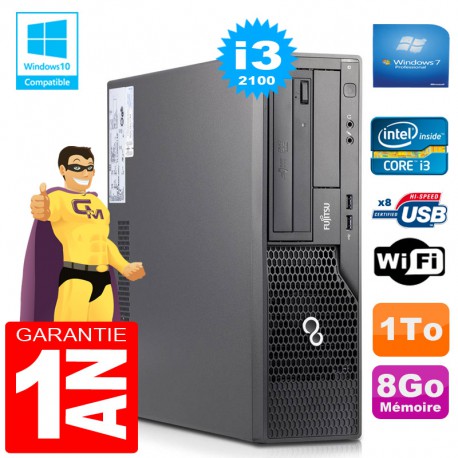 PC Fujitsu Esprimo E500 E85+ SFF Core I3-2100 RAM 8Go Disque 1 To Wifi W7