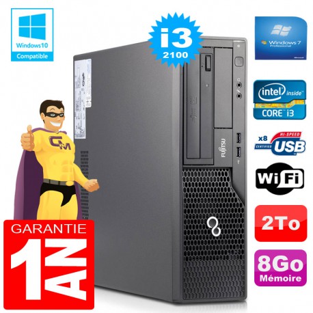 PC Fujitsu Esprimo E500 E85+ SFF Core I3-2100 RAM 8Go Disque 2 To Wifi W7