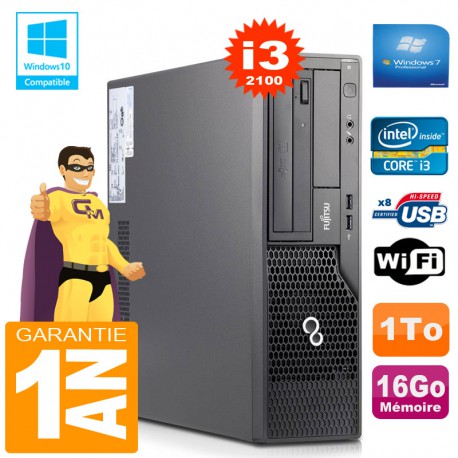 PC Fujitsu Esprimo E500 E85+ SFF Core I3-2100 RAM 16Go Disque 1 To Wifi W7