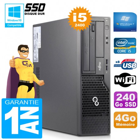 PC Fujitsu Esprimo E500 E85+ SFF Core I5-2400 RAM 4Go Disque 240 Go SSD Wifi W7