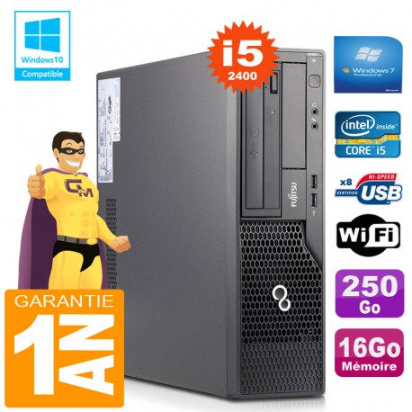PC Fujitsu Esprimo E500 E85+ SFF Core I5-2400 RAM 16Go Disque 250 Go Wifi W7