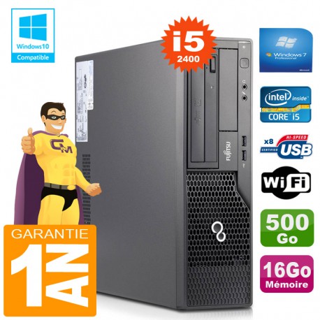 PC Fujitsu Esprimo E500 E85+ SFF Core I5-2400 RAM 16Go Disque 500Go Wifi W7