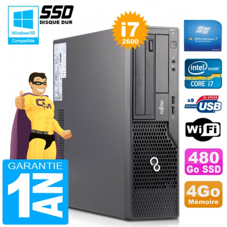 PC Fujitsu Esprimo E500 E85+ SFF Core I7-2600 RAM 4Go Disque 480 Go SSD Wifi W7