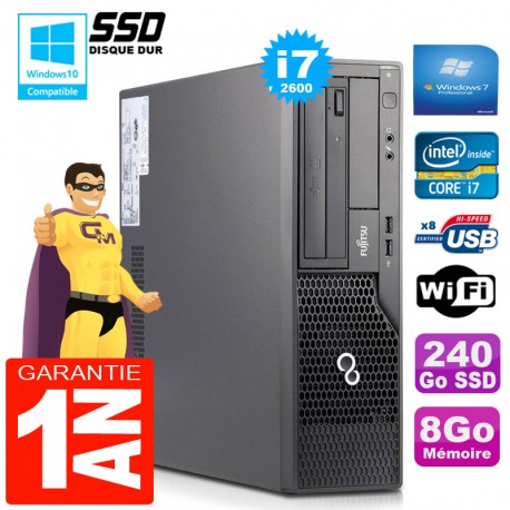 PC Fujitsu Esprimo E500 E85+ SFF Core I7-2600 RAM 8Go Disque 240 Go SSD Wifi W7