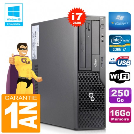 PC Fujitsu Esprimo E500 E85+ SFF Core I7-2600 RAM 16Go Disque 250 Go Wifi W7