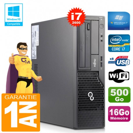 PC Fujitsu Esprimo E500 E85+ SFF Core I7-2600 RAM 16Go Disque 500Go Wifi W7
