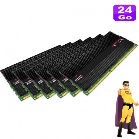 24Go RAM KINGSTON HyperX T1 KHX1600C9D3T1BK6/24GX (6 x4Go) DDR3 12800U 2Rx8 CL9
