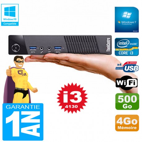 Ultra Mini PC Lenovo M73 USFF Tiny Core I3-4130 4Go Disque 500Go Wifi W7