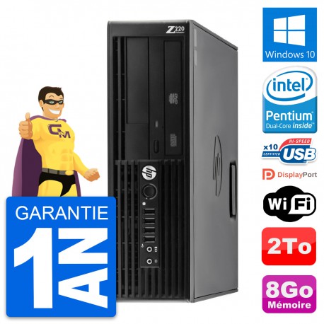 PC HP WorkStation Z220 SFF Pentium G2020 RAM 8Go Disque Dur 2To Windows 10 Wifi