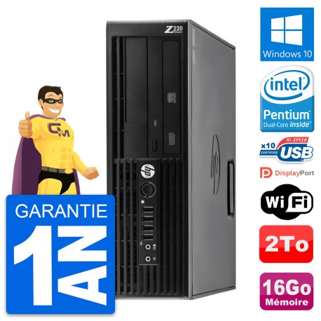 PC HP WorkStation Z220 SFF Pentium G2020 RAM 16Go Disque Dur 2To Windows 10 Wifi