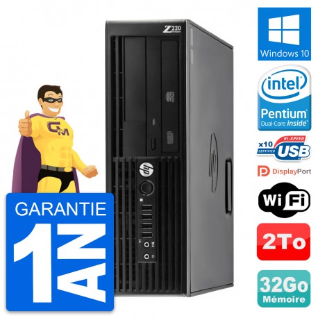 PC HP WorkStation Z220 SFF Pentium G2020 RAM 32Go Disque Dur 2To Windows 10 Wifi
