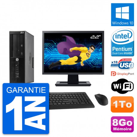 PC HP WorkStation Z220 SFF Ecran 22" G2020 RAM 8Go Disque 1To Windows 10 Wifi
