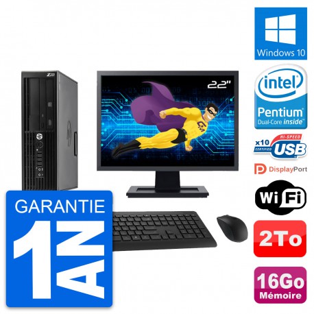 PC HP WorkStation Z220 SFF Ecran 22" G2020 RAM 16Go Disque 2To Windows 10 Wifi