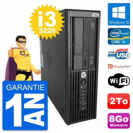 PC HP WorkStation Z220 SFF Core i3-3220 RAM 8Go Disque Dur 2To Windows 10 Wifi