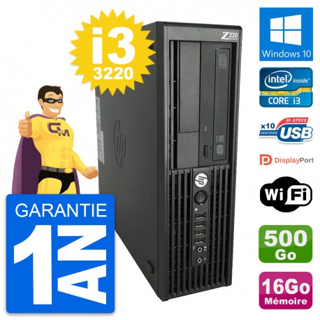 PC HP WorkStation Z220 SFF Core i3-3220 RAM 16Go Disque 500Go Windows 10 Wifi