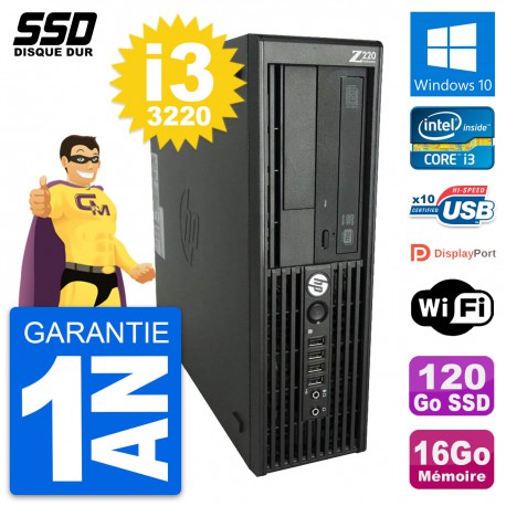 PC HP WorkStation Z220 SFF Intel Core i3-3220 RAM 16Go SSD 120Go Windows 10 Wifi