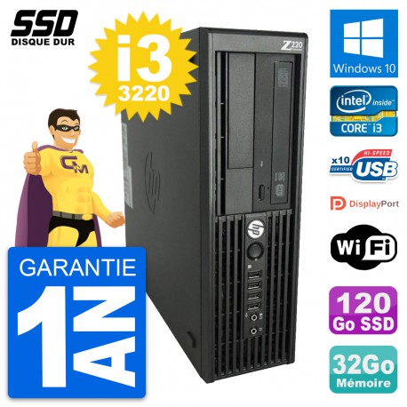 PC HP WorkStation Z220 SFF Intel Core i3-3220 RAM 32Go SSD 120Go Windows 10 Wifi