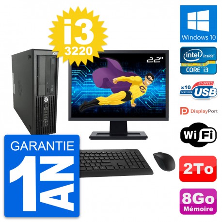 PC HP WorkStation Z220 SFF Ecran 22" i3-3220 RAM 8Go Disque 2To Windows 10 Wifi