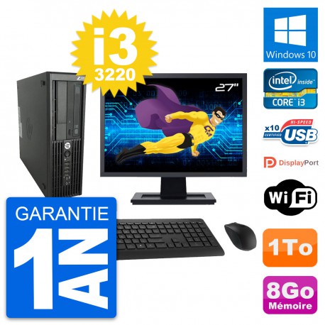 PC HP WorkStation Z220 SFF Ecran 27" i3-3220 RAM 8Go Disque 1To Windows 10 Wifi