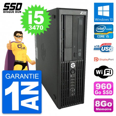 PC HP WorkStation Z220 SFF Intel Core i5-3470 RAM 8Go SSD 960Go Windows 10 Wifi