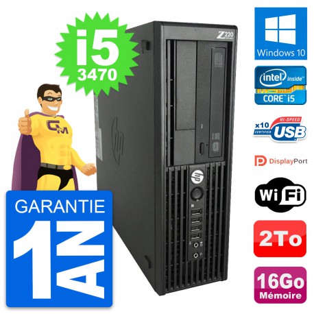 PC HP WorkStation Z220 SFF Core i5-3470 RAM 16Go Disque Dur 2To Windows 10 Wifi