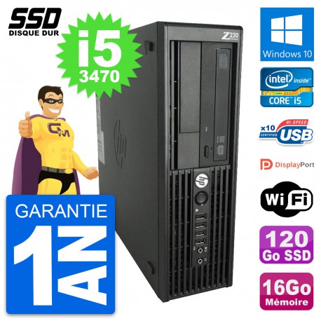 PC HP WorkStation Z220 SFF Intel Core i5-3470 RAM 16Go SSD 120Go Windows 10 Wifi