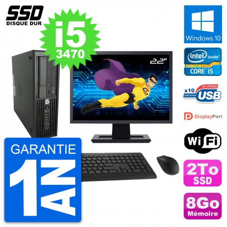 PC HP WorkStation Z220 SFF Ecran 22" i5-3470 RAM 8Go SSD 2To Windows 10 Wifi