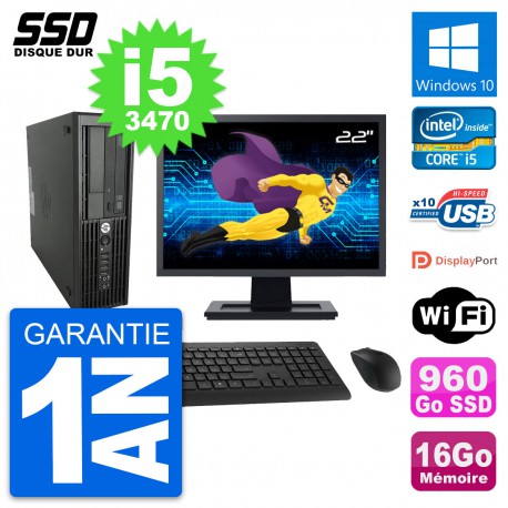 PC HP WorkStation Z220 SFF Ecran 22" i5-3470 RAM 16Go SSD 960Go Windows 10 Wifi