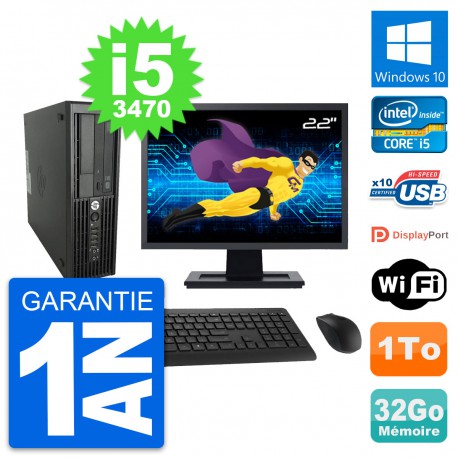 PC HP WorkStation Z220 SFF Ecran 22" i5-3470 RAM 32Go Disque 1To Windows 10 Wifi