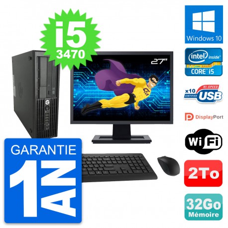 PC HP WorkStation Z220 SFF Ecran 27" i5-3470 RAM 32Go Disque 2To Windows 10 Wifi