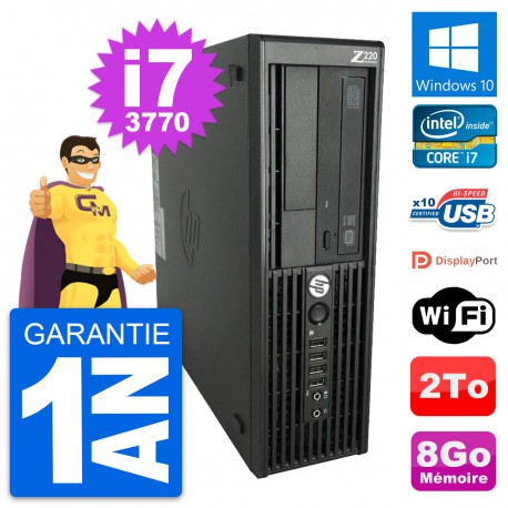 PC HP WorkStation Z220 SFF Core i7-3770 RAM 8Go Disque Dur 2To Windows 10 Wifi