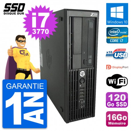 PC HP WorkStation Z220 SFF Intel Core i7-3770 RAM 16Go SSD 120Go Windows 10 Wifi