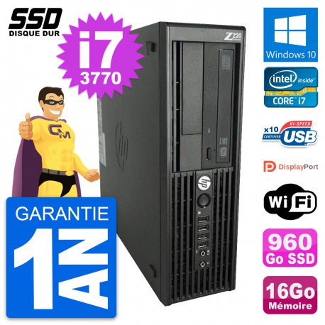 PC HP WorkStation Z220 SFF Intel Core i7-3770 RAM 16Go SSD 960Go Windows 10 Wifi