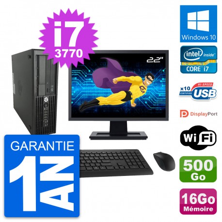 PC HP Z220 SFF Ecran 22" Core i7-3770 RAM 16Go Disque Dur 500Go Windows 10 Wifi