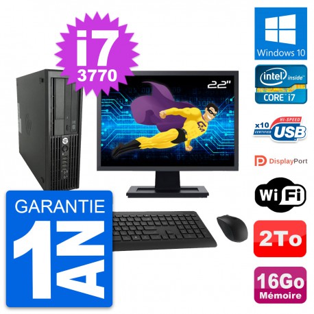 PC HP WorkStation Z220 SFF Ecran 22" i7-3770 RAM 16Go Disque 2To Windows 10 Wifi
