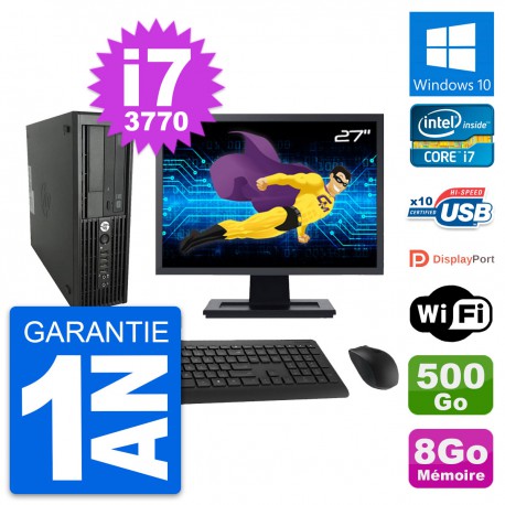 PC HP Z220 SFF Ecran 27" Intel i7-3770 RAM 8Go Disque Dur 500Go Windows 10 Wifi