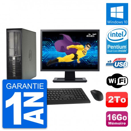 PC HP Pro 4300 SFF Ecran 22" Intel G2020 RAM 16Go Disque Dur 2To Windows 10 Wifi