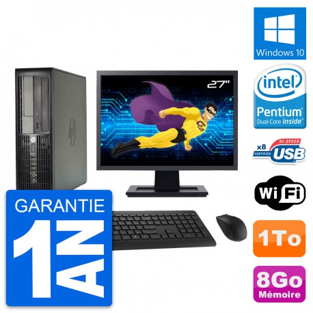 PC HP Pro 4300 SFF Ecran 27" Pentium G2020 RAM 8Go Disque 1To Windows 10 Wifi