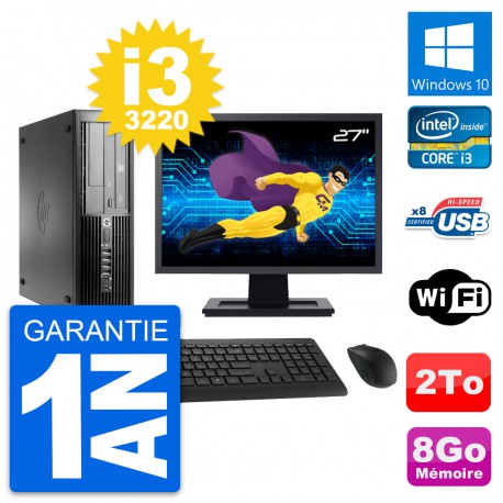 PC HP Pro 4300 SFF Ecran 27" Intel i3-3220 RAM 8Go Disque 2To Windows 10 Wifi